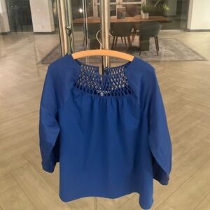 Chico’s Cotton Top with Lattice Yoke XL